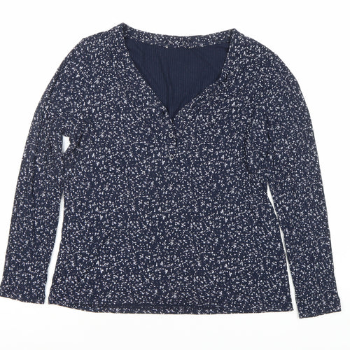 Marks and Spencer Women's Blue Floral Long Sleeve Blouse