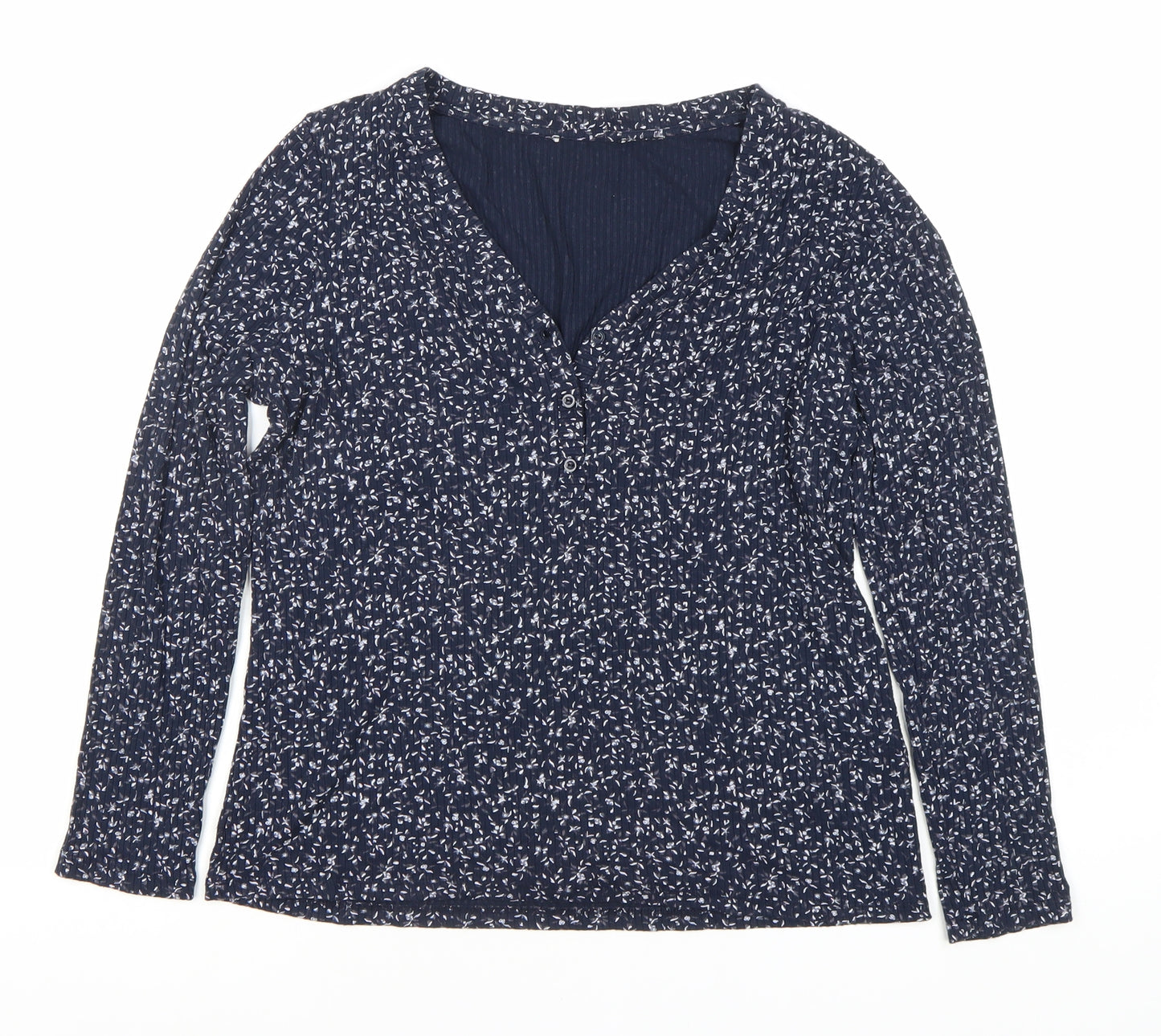 Marks and Spencer Women's Blue Floral Long Sleeve Blouse
