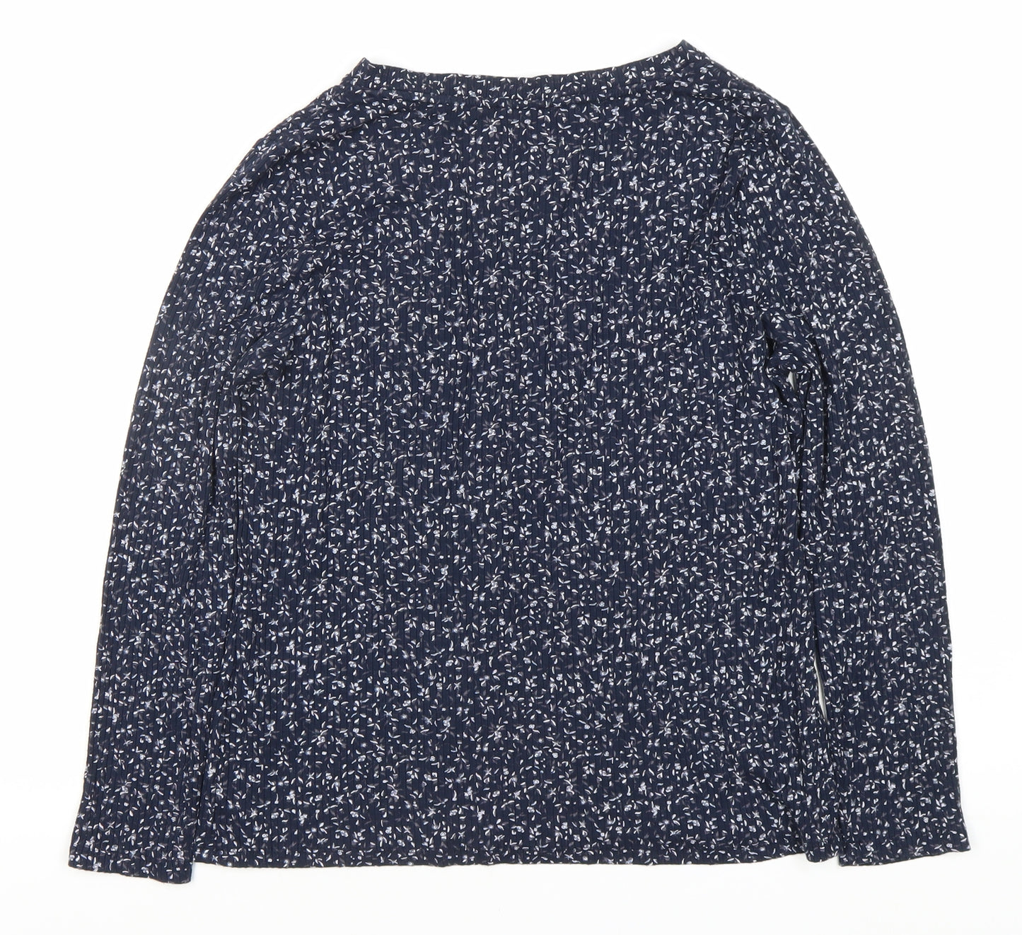 Marks and Spencer Women's Blue Floral Long Sleeve Blouse