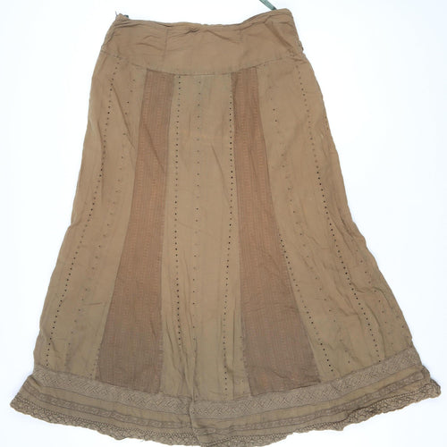 Next Women's Beige Midi A-Line Skirt Lace Detail