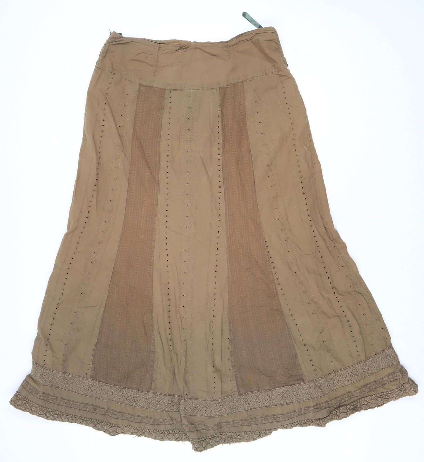 Next Women's Beige Midi A-Line Skirt Lace Detail