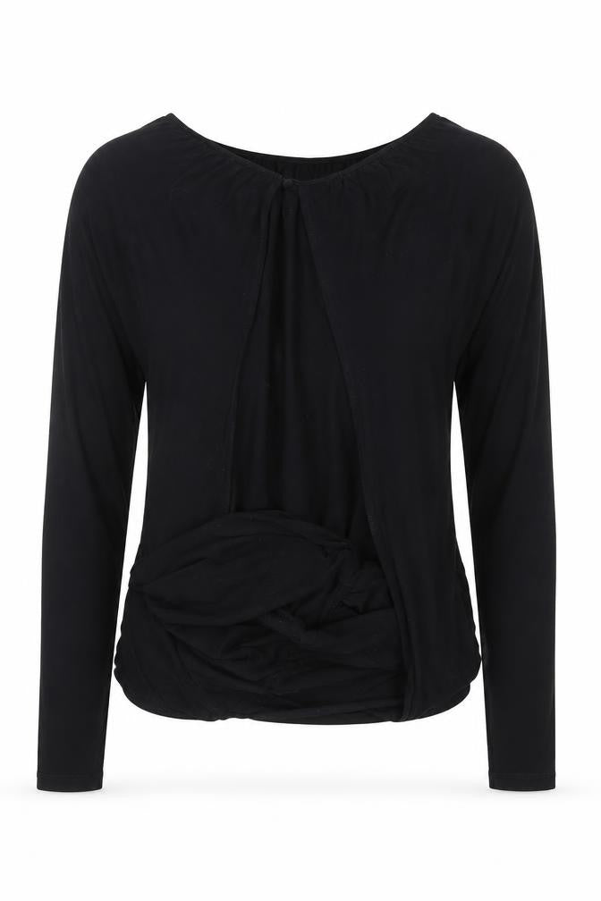 Front view of Reiss Women's Black XS Long Sleeve Top