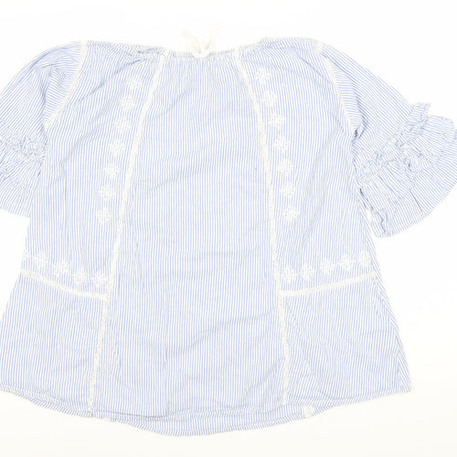 Next Teen Blue Striped Blouse, 3/4 Sleeve, Size 12