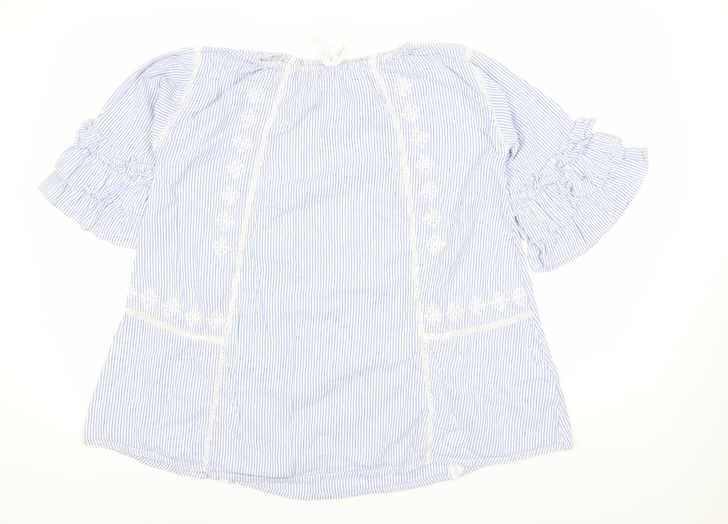 Next Teen Blue Striped Blouse, 3/4 Sleeve, Size 12