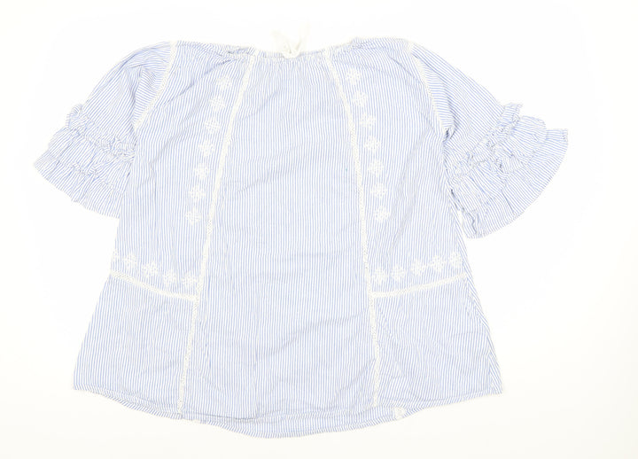Next Teen Blue Striped Blouse, 3/4 Sleeve, Size 12