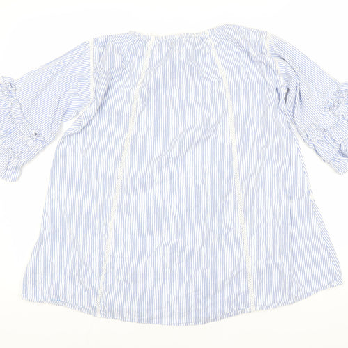 Next Teen Blue Striped Blouse, 3/4 Sleeve, Size 12