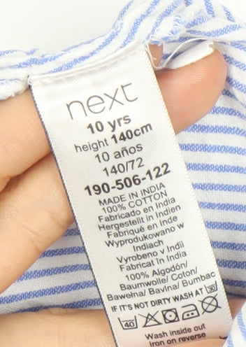 Next Teen Blue Striped Blouse, 3/4 Sleeve, Size 12