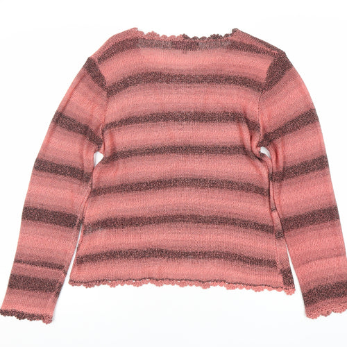 Jessica Graaf Women's Pink Striped Cardigan Medium