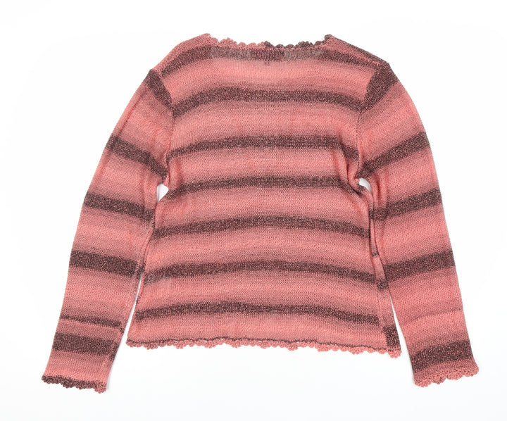 Jessica Graaf Women's Pink Striped Cardigan Medium