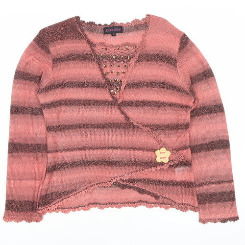 Jessica Graaf Women's Pink Striped Cardigan Medium