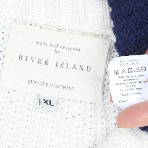 River Island Men's XL Blue Pullover Jumper