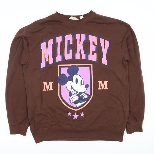 H&M Girls Mickey Brown Sweatshirt 14 Years Graphic Print