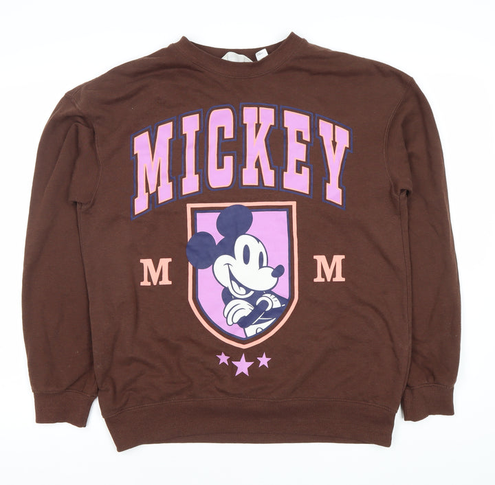 H&M Girls Mickey Brown Sweatshirt 14 Years Graphic Print