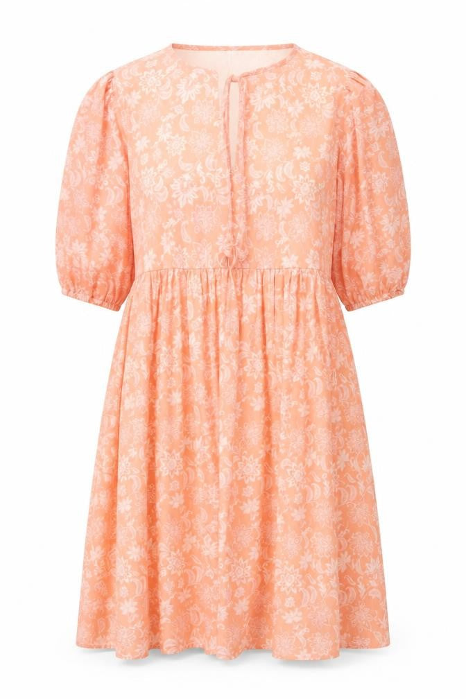 CUPSHE Orange Floral Fit & Flare Dress - M, Women's Summer Fashion