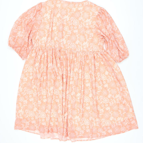 CUPSHE Orange Floral Fit & Flare Dress - M, Women's Summer Fashion