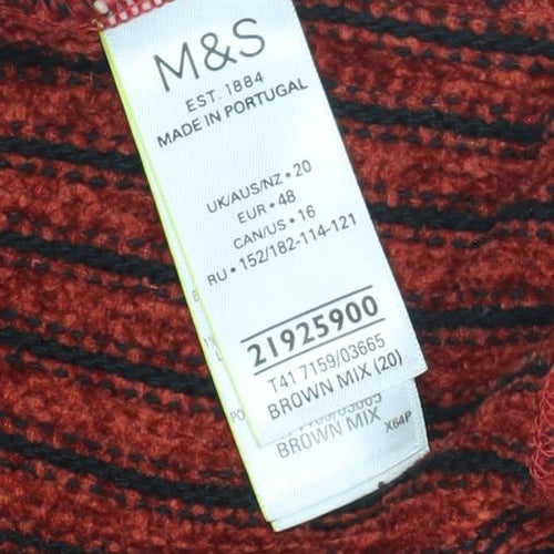 Marks and Spencer Women's Brown Striped Top Size 20