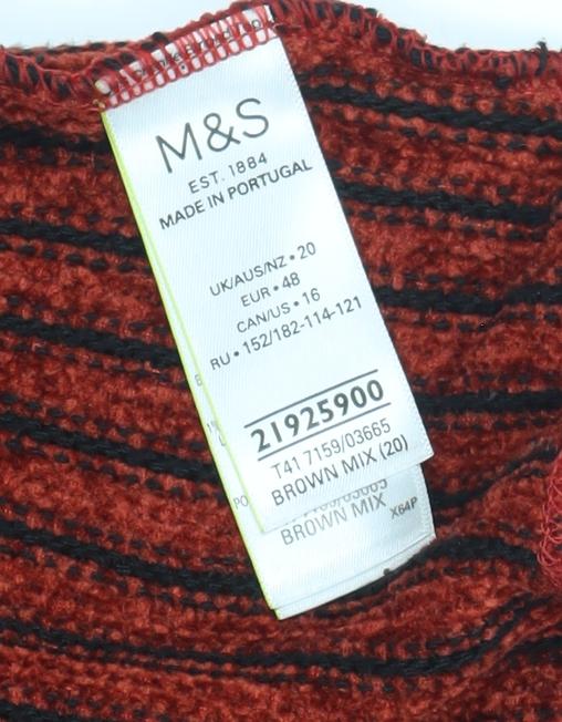Marks and Spencer Women's Brown Striped Top Size 20