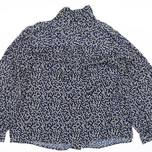 Monsoon Women's Blue Geometric Long Sleeve Blouse, Size 18