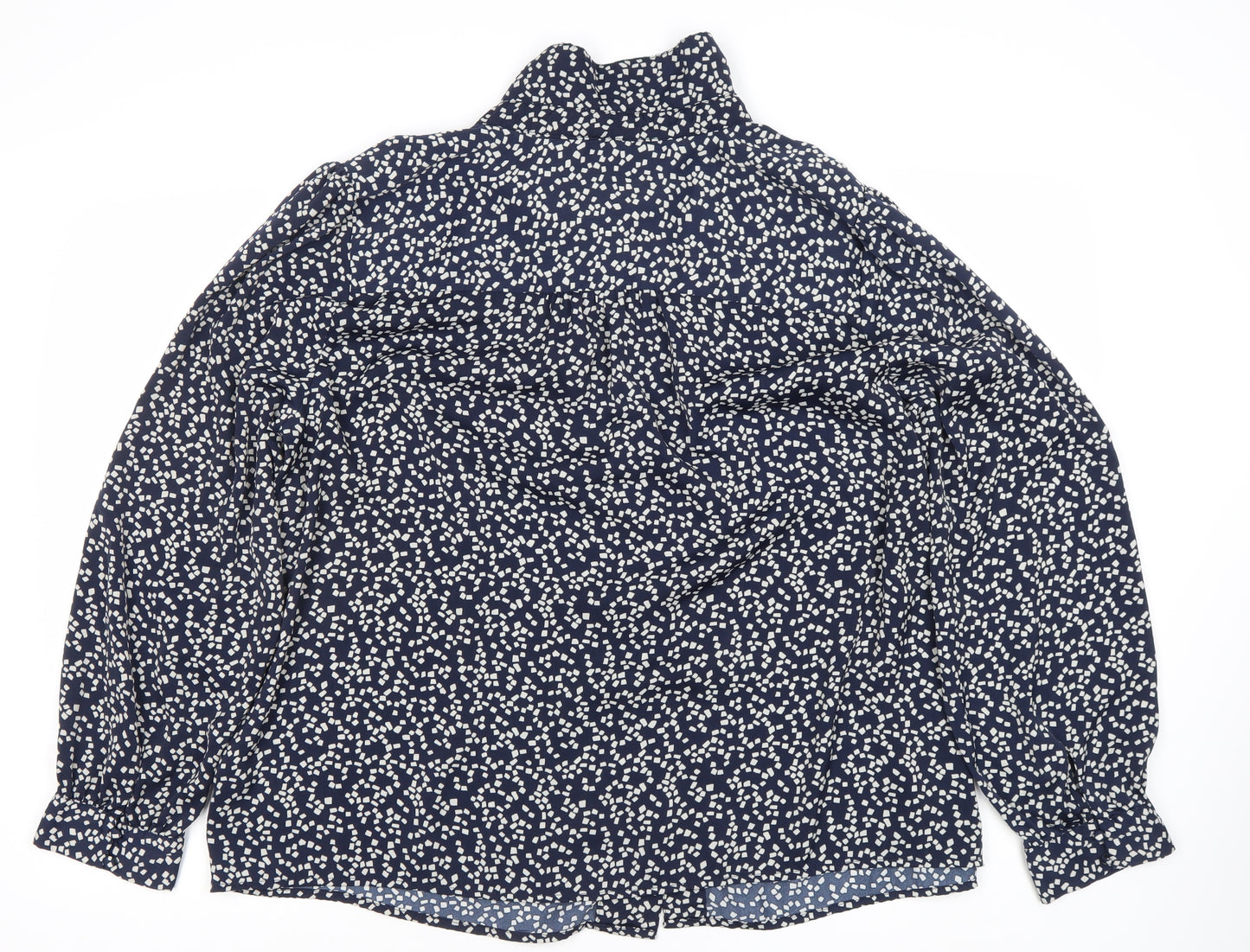 Monsoon Women's Blue Geometric Long Sleeve Blouse, Size 18