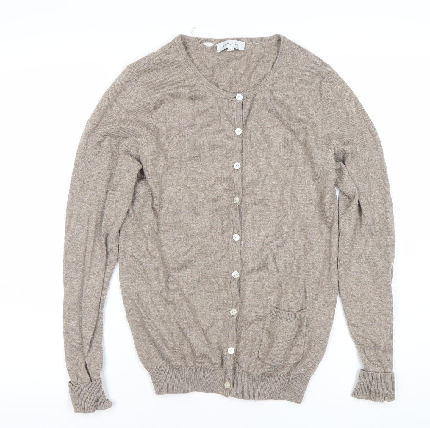 KEW 159 Womens Beige Cardigan M Knit Round Neck