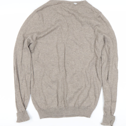 KEW 159 Womens Beige Cardigan M Knit Round Neck