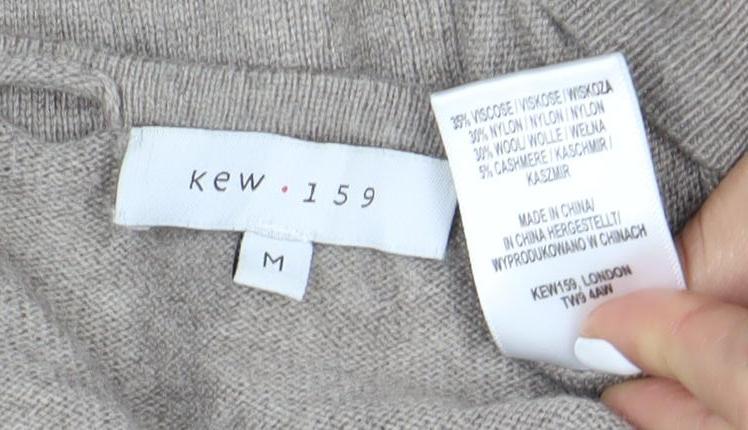 KEW 159 Womens Beige Cardigan M Knit Round Neck