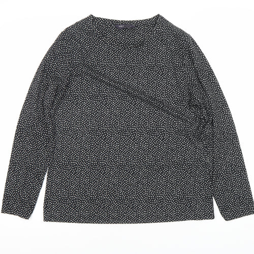 Marks and Spencer Black Polka Dot Top - Size 14