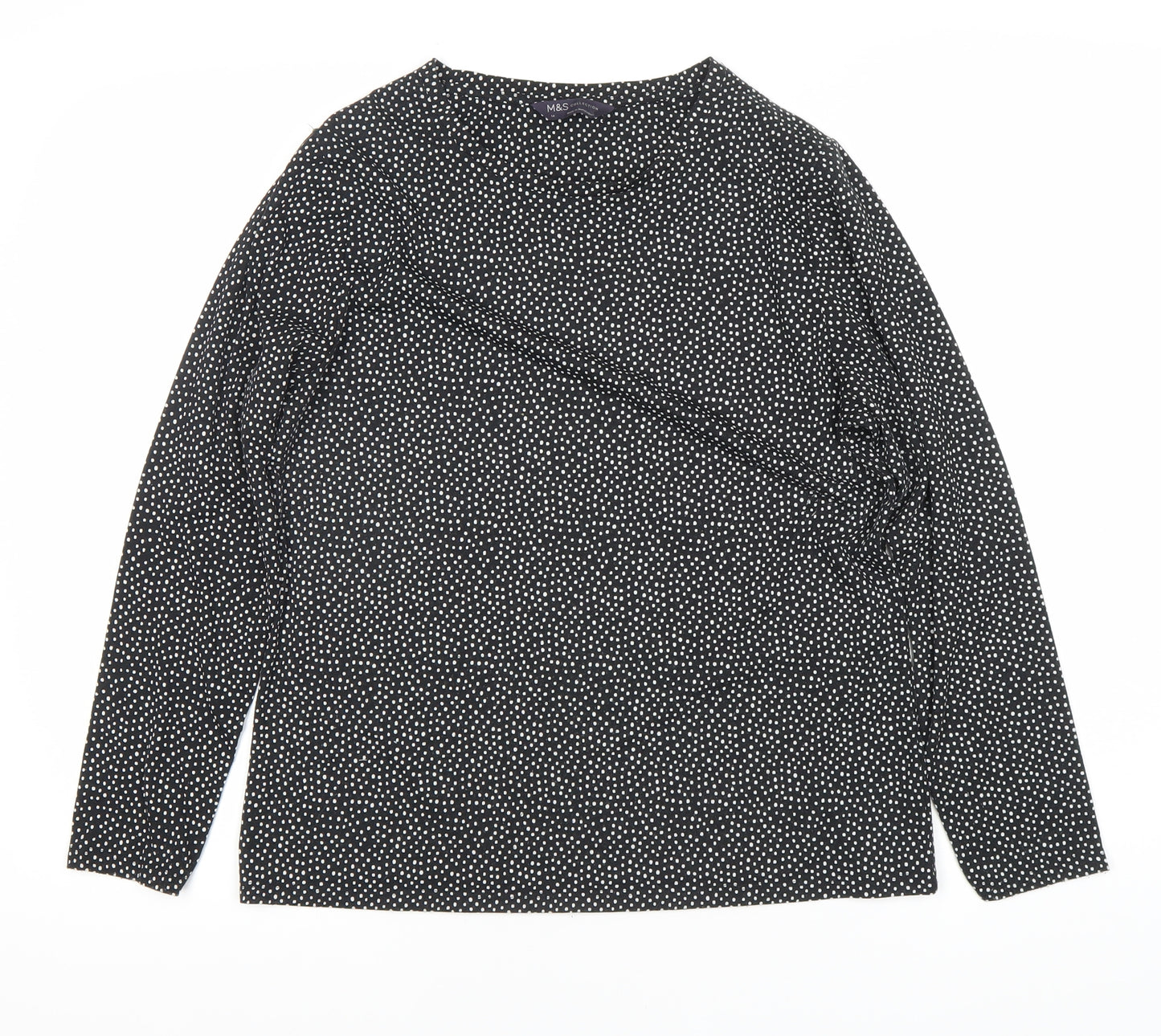Marks and Spencer Black Polka Dot Top - Size 14