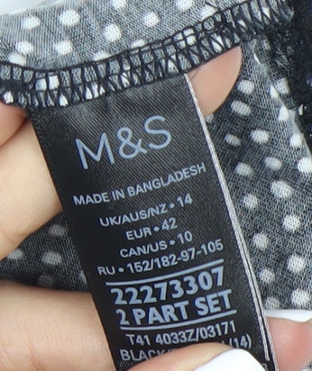 Marks and Spencer Black Polka Dot Top - Size 14