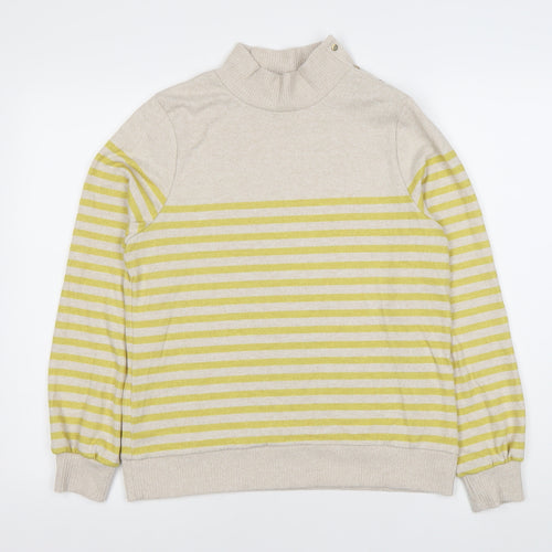 Next Women's Beige Striped Mock Neck Pullover Size 14