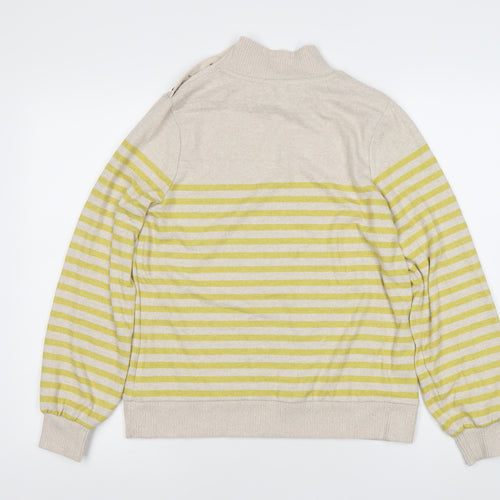 Next Women's Beige Striped Mock Neck Pullover Size 14