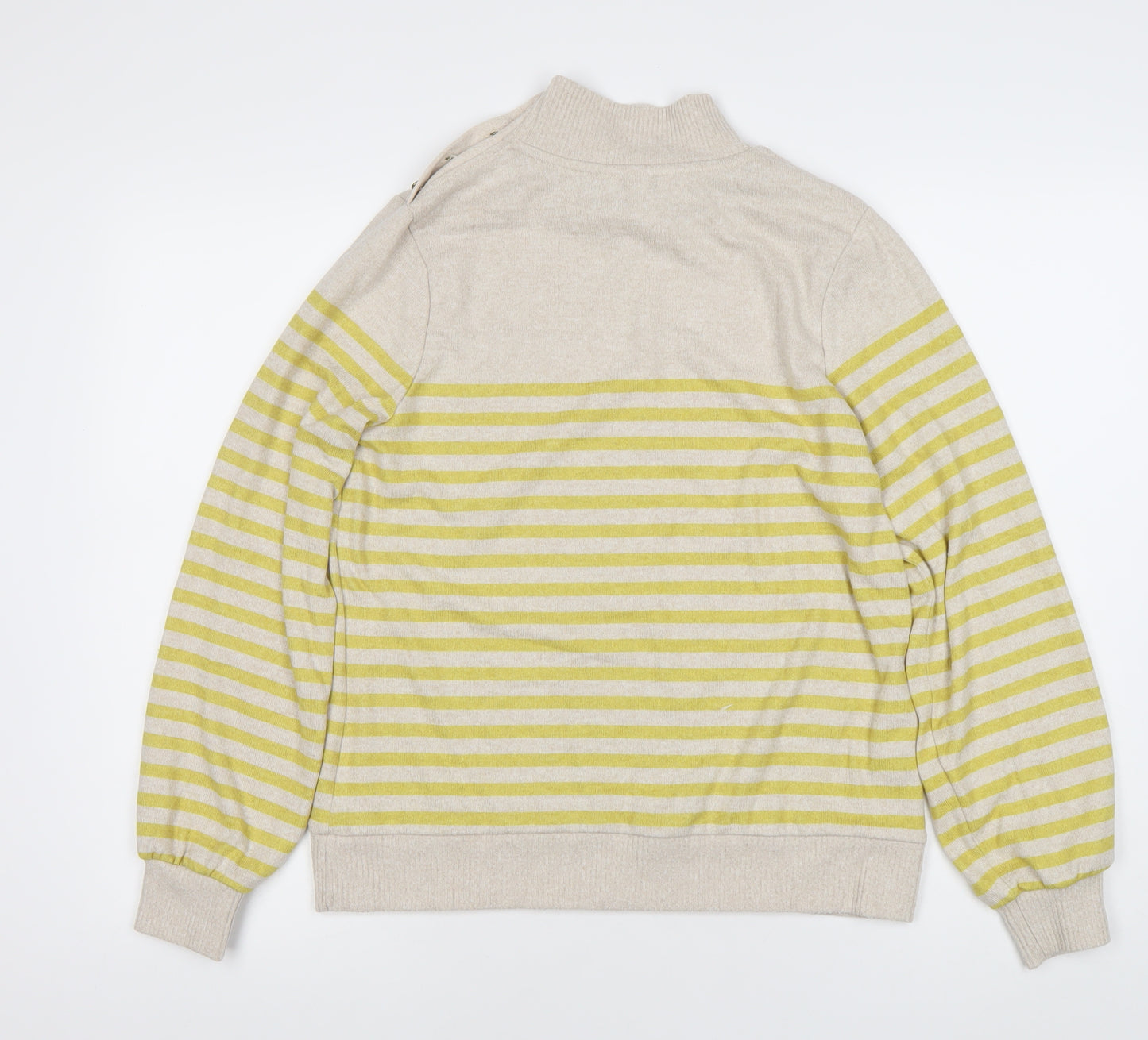 Next Women's Beige Striped Mock Neck Pullover Size 14