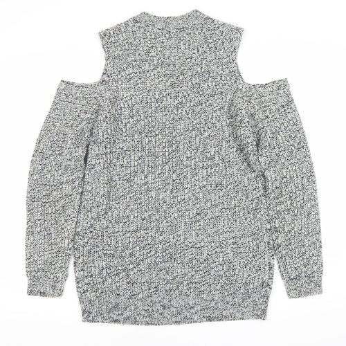 BE YOU Women's Grey Cold Shoulder Knit Jumper - Size 12