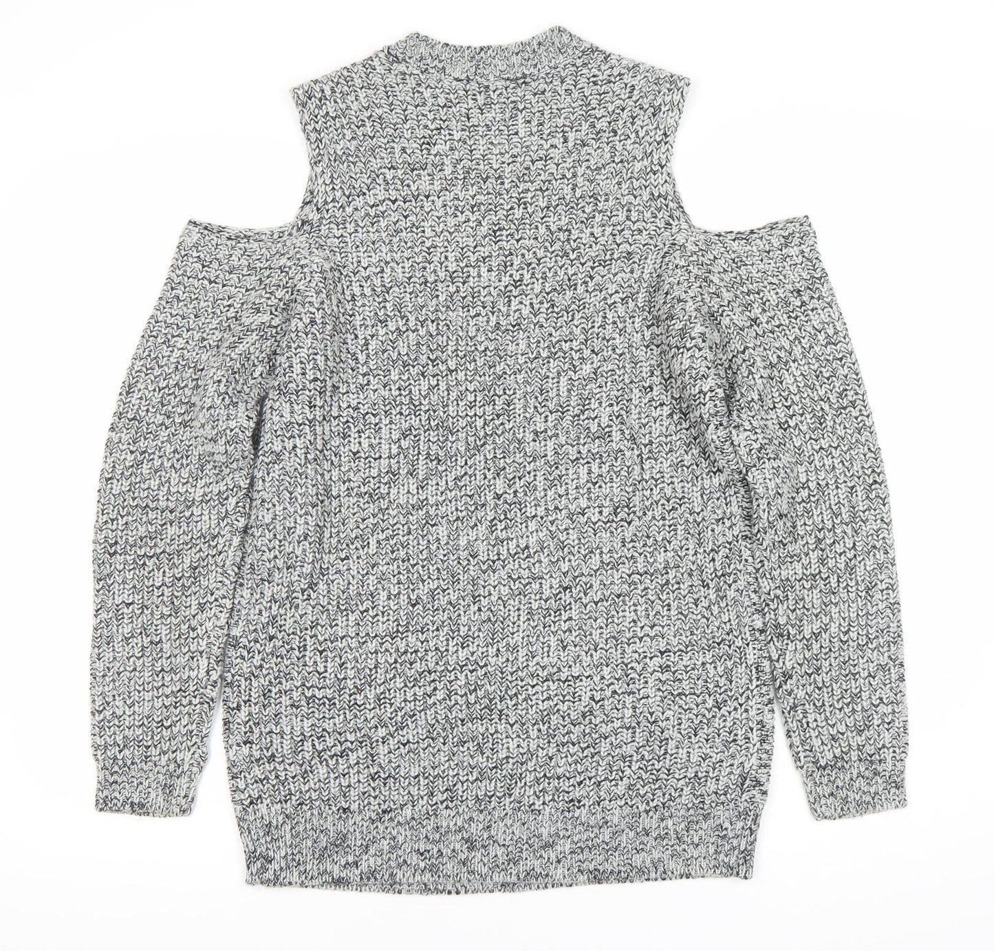 BE YOU Women's Grey Cold Shoulder Knit Jumper - Size 12