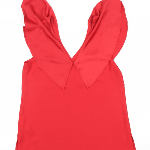 Coast Women's Red V-Neck Sleeveless Top Size 12