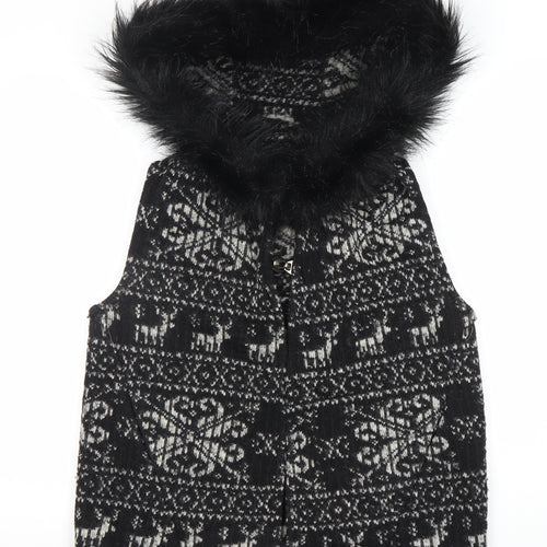 Zara Women’s Black Wool Hooded Waistcoat M