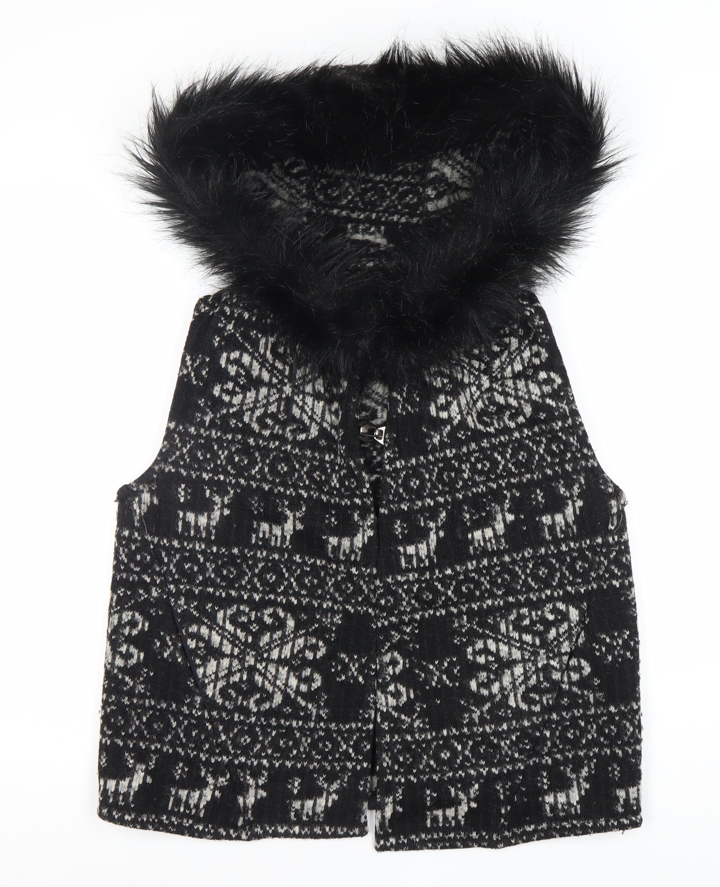 Zara Women’s Black Wool Hooded Waistcoat M