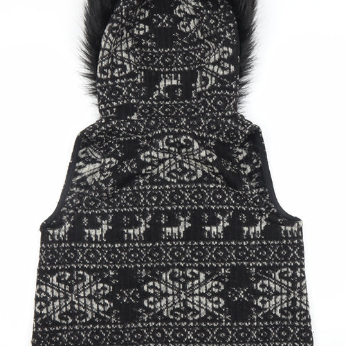 Zara Women’s Black Wool Hooded Waistcoat M