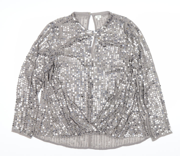 River Island Women's Grey Sequin Blouse Size 12