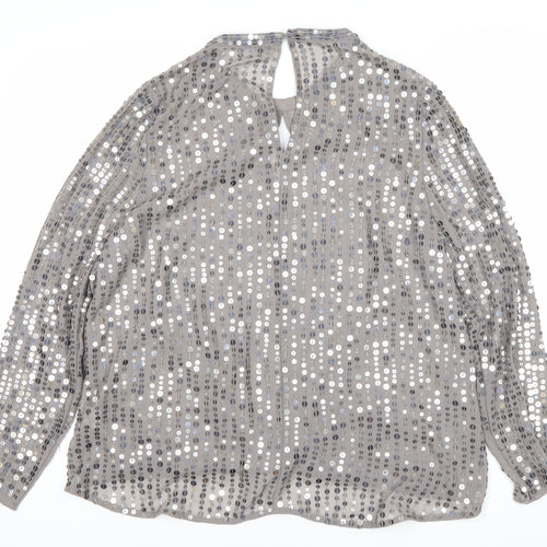 River Island Women's Grey Sequin Blouse Size 12