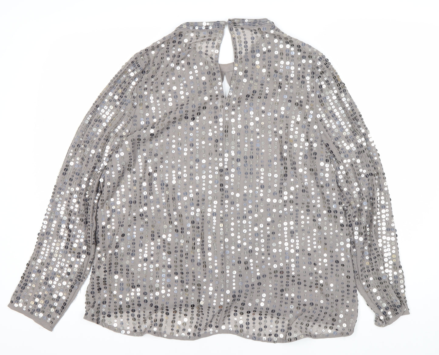 River Island Women's Grey Sequin Blouse Size 12