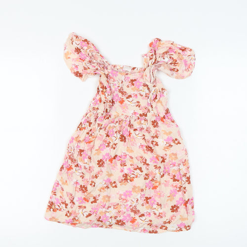 Next Girls Floral A-Line Dress 6 Years Pink Viscose