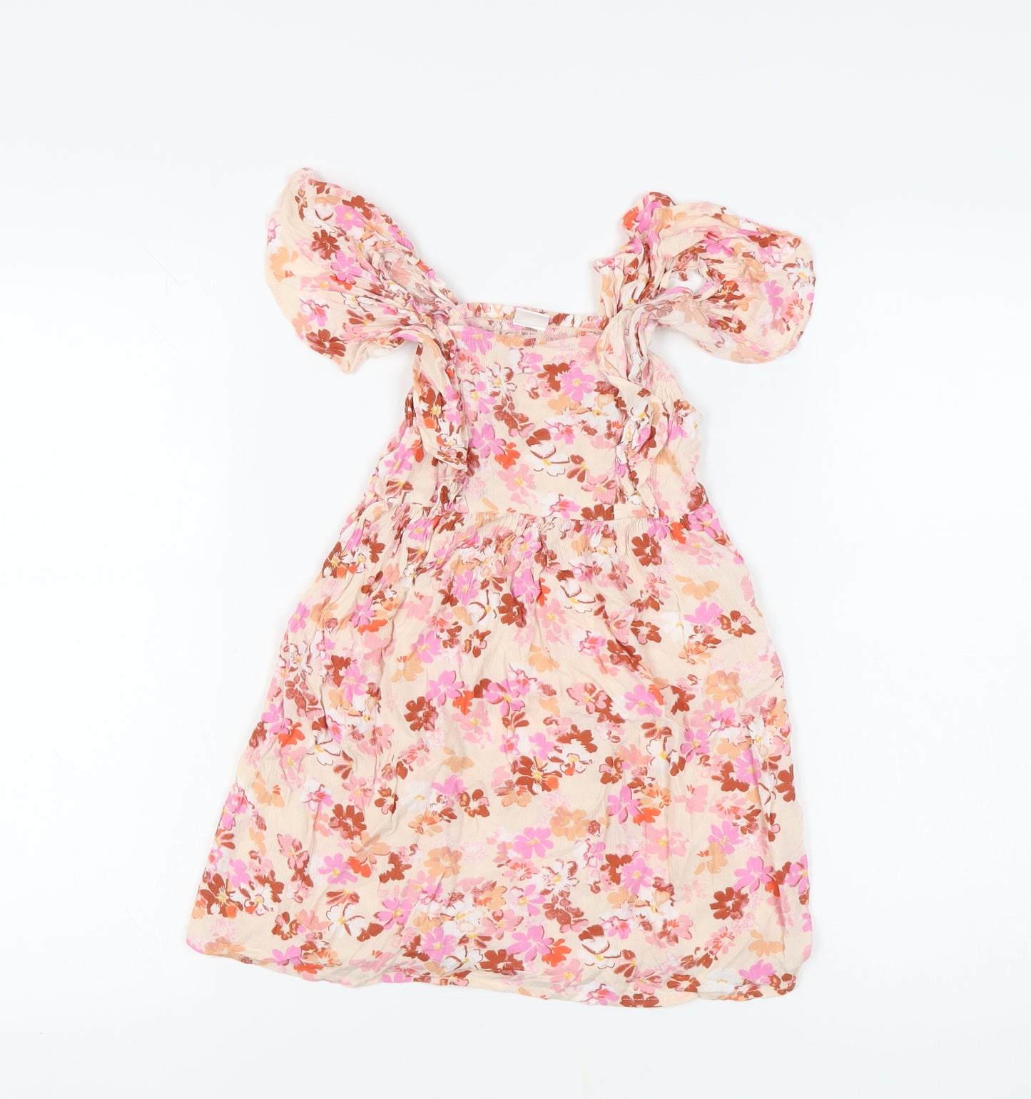 Next Girls Floral A-Line Dress 6 Years Pink Viscose