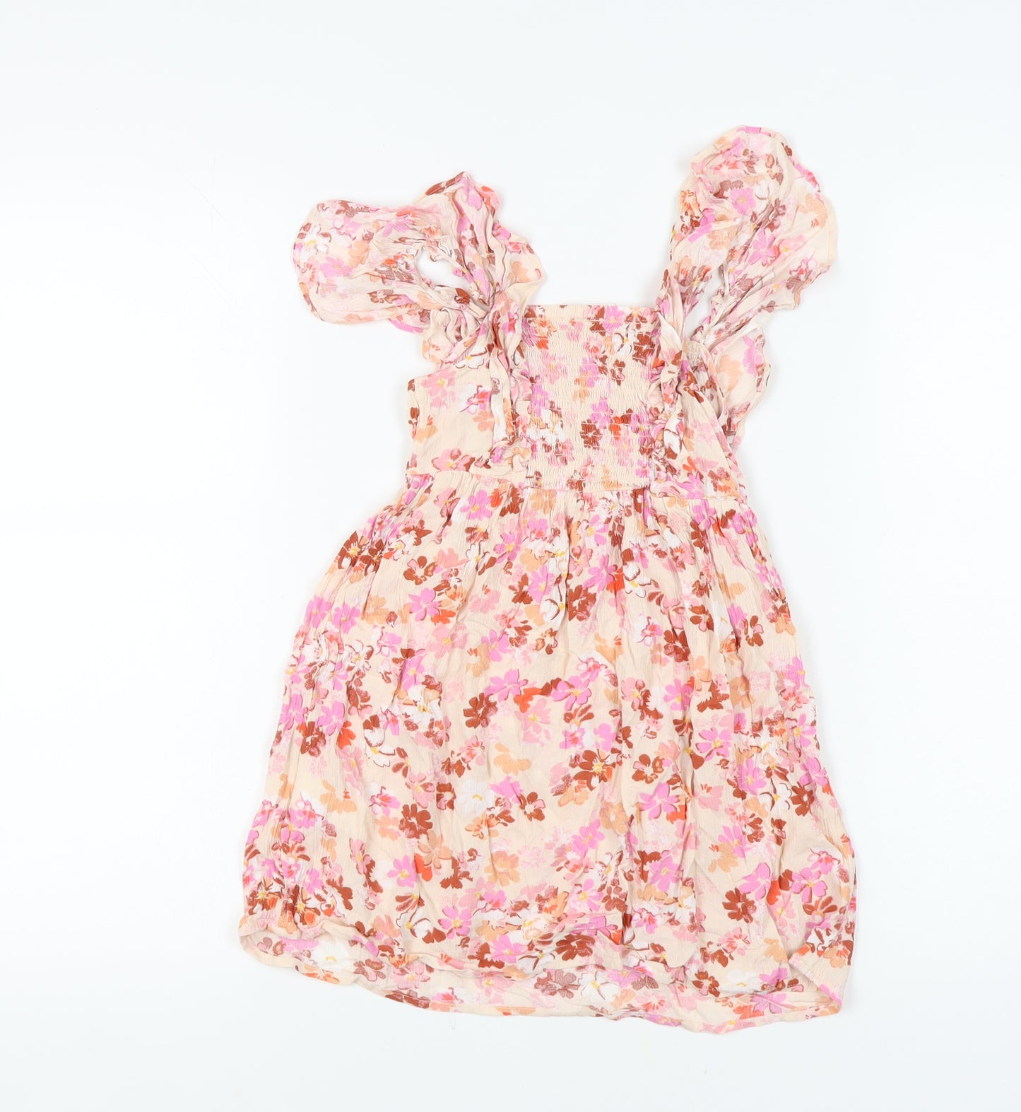 Next Girls Floral A-Line Dress 6 Years Pink Viscose