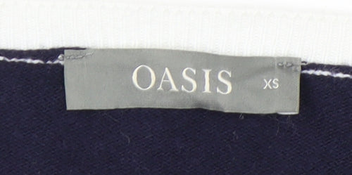 Oasis Women's White XS Striped Beaded Pullover Jumper