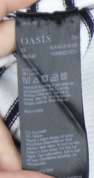 Oasis Women's White XS Striped Beaded Pullover Jumper