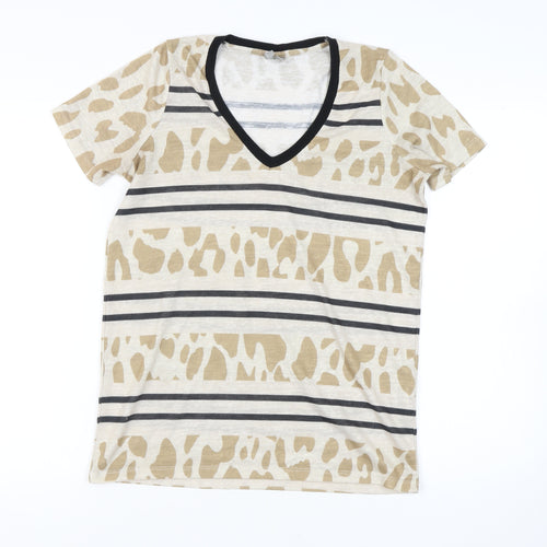 ASOS Women's Beige V-Neck T-Shirt Size 6, Casual Summer Top