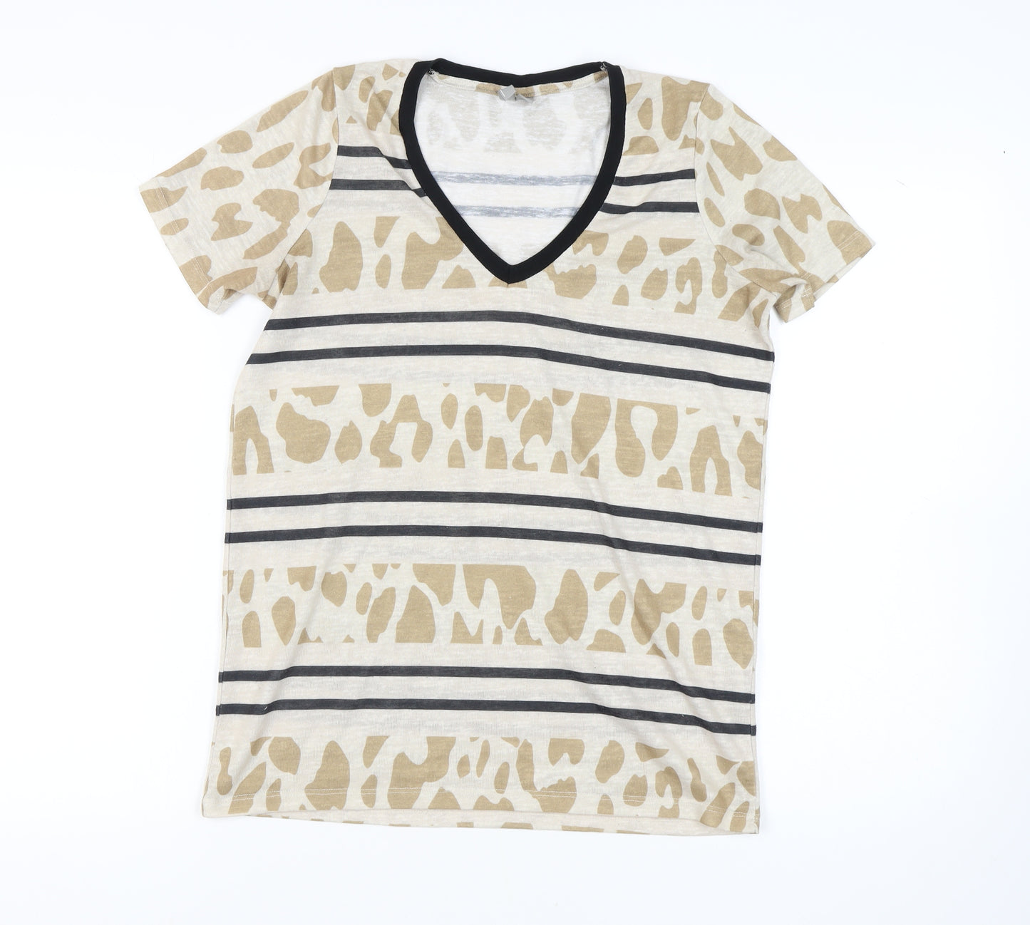 ASOS Women's Beige V-Neck T-Shirt Size 6, Casual Summer Top