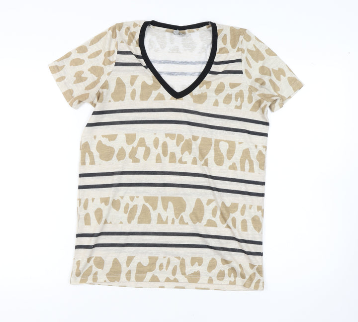 ASOS Women's Beige V-Neck T-Shirt Size 6, Casual Summer Top