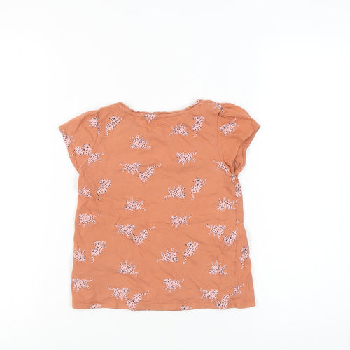 H&M Girls Orange Animal Print T-Shirt, Size: 9-10 Years